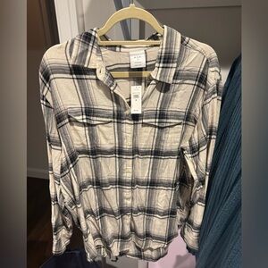 GAP Cream and Black Checkered Shirt
